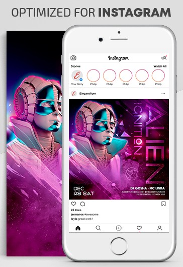 Purple Modern Alien Ignition Premium Social Media Template PSD | by ...