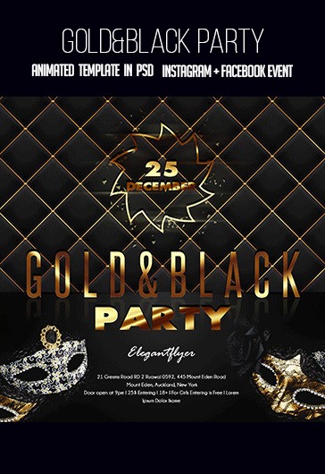 Black Luxury Black & Gold Party Premium Instagram Stories Template Animated