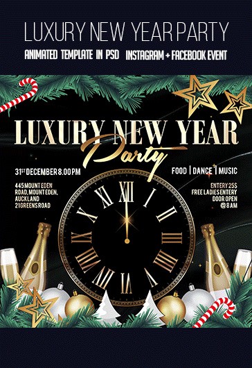 Black Luxury New Year Flyer Premium Instagram Stories Template Animated