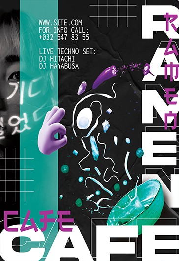 Café di cibo asiatico volantino