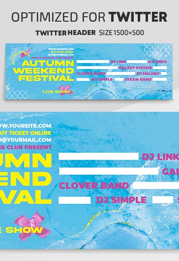 Blue Minimalist Autumn Festival Twitter Premium Social Media Template PSD