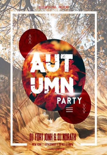 White Modern Autumn Party Free Flyer Template Psd 