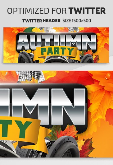 Orange Bright Autumn Party Twitter Free Social Media Template PSD | by ...