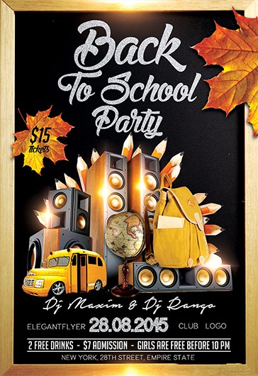 Black Creative Back to School Party Premium Flyer Template PSD | by ...