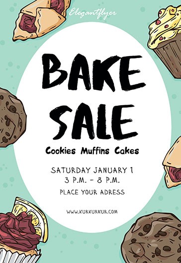 Black Modern Bake Sale Free Flyer Template PSD | by Elegantflyer