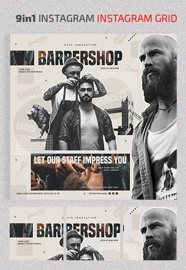 Barbershop Instagram Grid - Grid