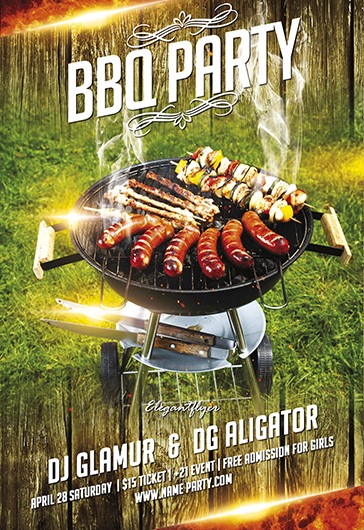 Green Creative BBQ Party Free Flyer Template PSD | By Elegantflyer