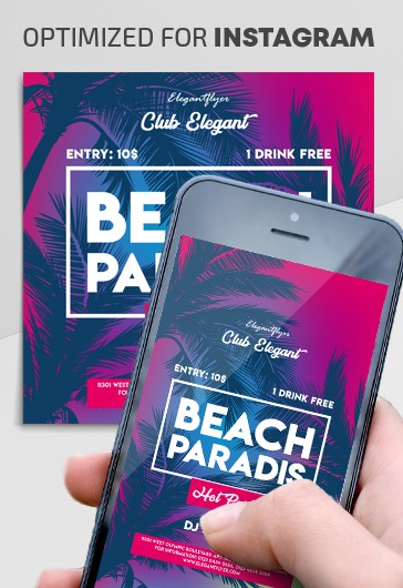Beach Paradise Instagram EPS - Free Instagram Vector EPS Templates