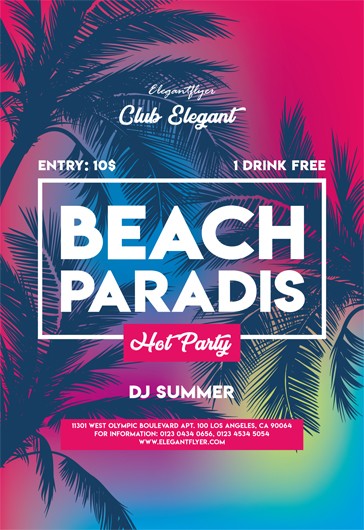 Beach Paradise Poster EPS - Free Poster Vector EPS Templates