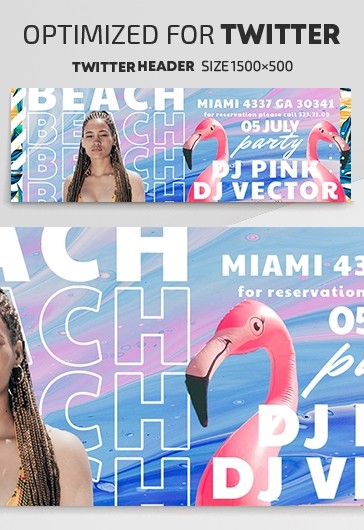 Flamingo Beach Party Twitter - Twitter Templates