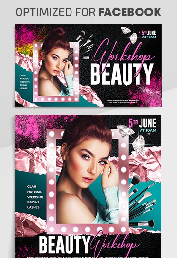 Black Glamorous Beauty Workshop Facebook Premium Social Media Template PSD