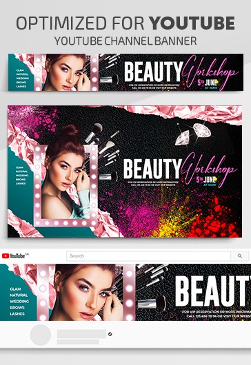 Black Creative Beauty Workshop Youtube Premium Social Media Template PSD