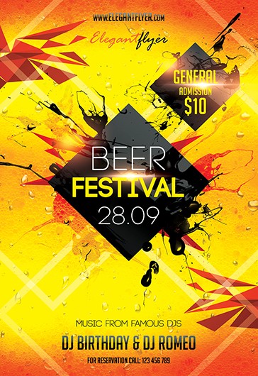 Yellow Bright Beer Festival Premium Flyer Template Psd By Elegantflyer 