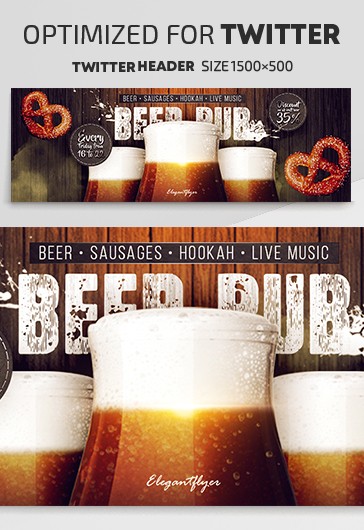 Beer Pub - Free Twitter Header PSD Template - 10026271 | by ElegantFlyer