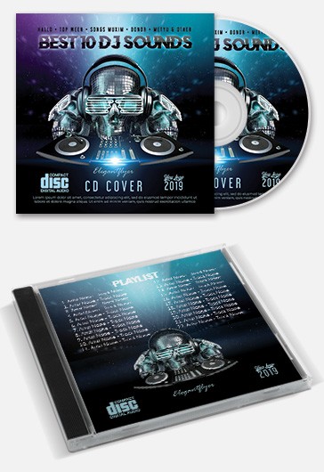 Black Creative Best 10 DJ Sounds Premium CD Album Cover Template PSD ...