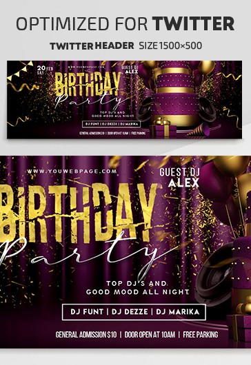 Cabeçalho do Twitter para Festa de Aniversário