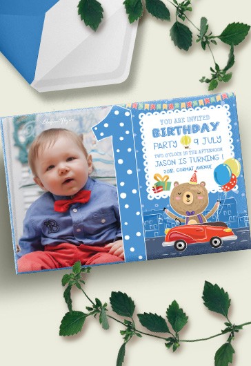 Blue Simple Birthday Party V06 Premium Invitation Template Psd 