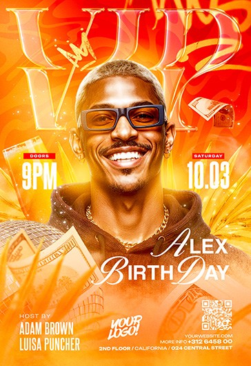Póster de Fiesta Nocturna VIP de Cumpleaños