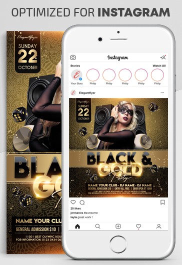 Gold Luxury Black and Gold Instagram Premium Social Media Template PSD