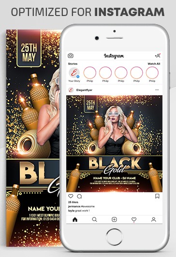 Black and Gold Instagram Set - Instagram Templates