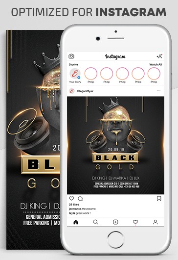 Black and Gold Luxury Black and Gold Party Instagram Premium Social ...