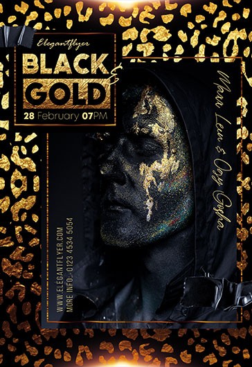 Black and Gold Luxury Animalistic Black and Gold Premium Flyer Template PSD