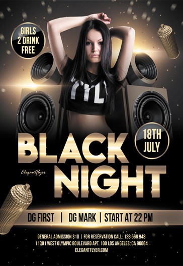 Black and Gold Luxury Black Night Premium Flyer Template PSD | by ...