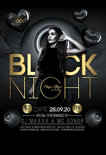 Black and Gold Dark Black Night Premium Flyer Template PSD | by ...