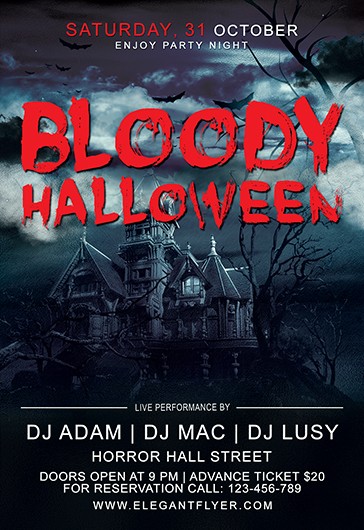 Black Dark Bloody Halloween Premium Flyer Template PSD | by Elegantflyer