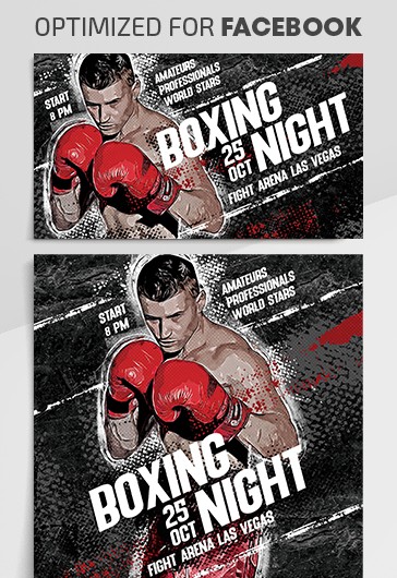 Black Grunge Boxing Night Facebook Premium Social Media Template PSD ...