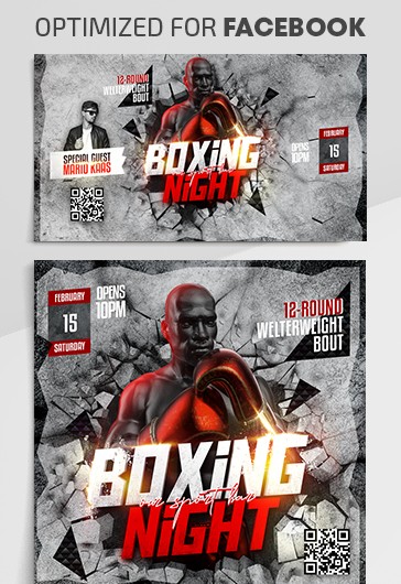 Gray Simple Boxing Night Premium Social Media Template PSD | by ...