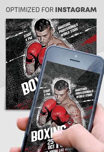 Black Grunge Boxing Night Instagram Premium Social Media Template PSD ...