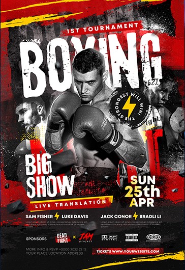 Boxing - Modello di poster PSD premium. - Poster sportivo