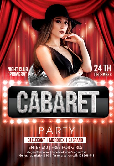 Red Aesthetic Cabaret Party Free Flyer Template Psd By Elegantflyer 