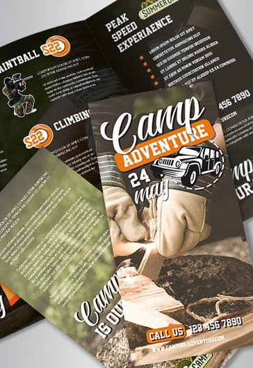 Green Simple Camp Adventure Premium Brochure Template PSD | by Elegantflyer