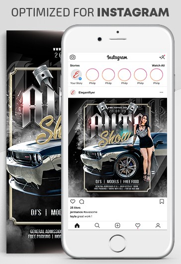 Black Luxury Car Show Instagram Premium Social Media Template PSD | by ...