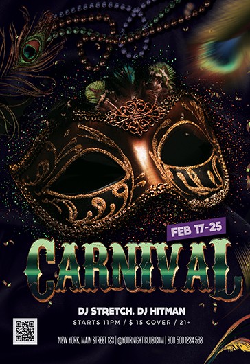 Karnevalsparty-Flyer - Maskerade