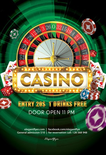 Red Artistic Casino Free Flyer Template PSD | by Elegantflyer