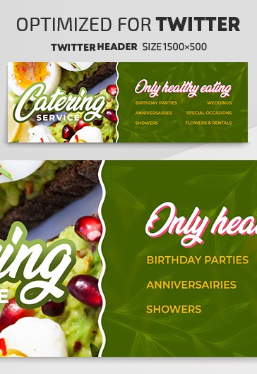 Green Simple Catering Services Twitter Free Social Media Template PSD ...
