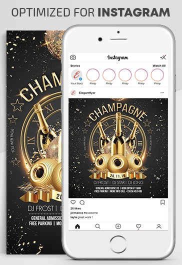 Black and Gold Luxury Champagne Night Party Instagram Premium Social ...