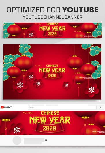 Red Simple Chinese New Year Youtube Premium Social Media Template PSD ...