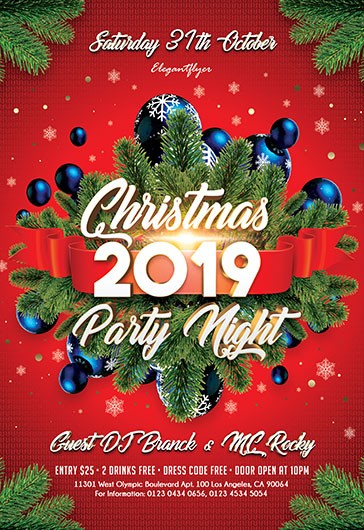 Red Creative Christmas Party Premium Flyer Template PSD | by Elegantflyer