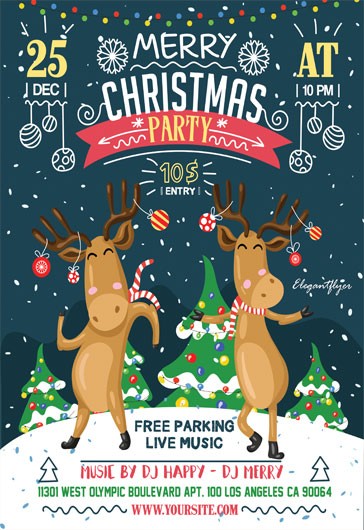 Christmas Party with Deers - Christmas