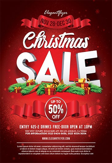 Red Creative Christmas Sale Premium Flyer Template PSD | by Elegantflyer