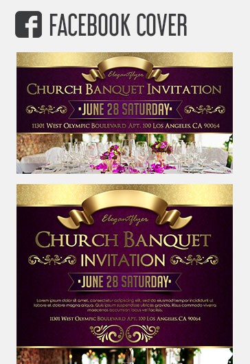 Pink Luxury Church Banquet Invitation Facebook Premium Social Media ...