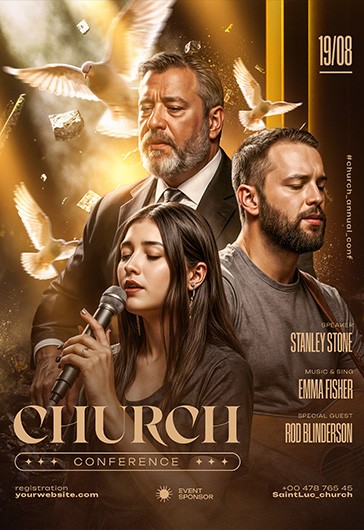 Golden Elegant Church Conference - Church Conference Flyer 170898