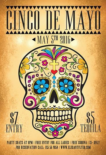 Festa del Cinco De Mayo con volantino teschio