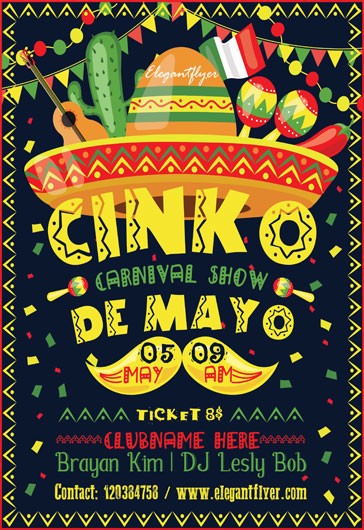 Dark Cinco de Mayo with Confetti - Latin Party