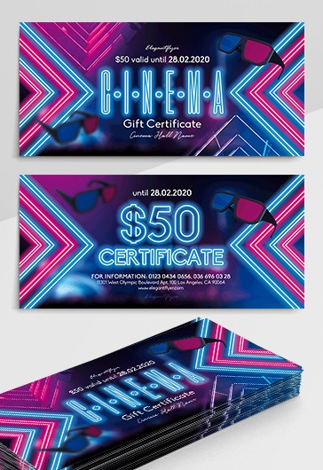 Cinema – Premium Gift Certificate Template in PSD - 10025667 | by ...