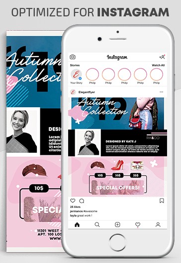 Pink Glamorous Clothing Store Instagram Premium Social Media Template PSD